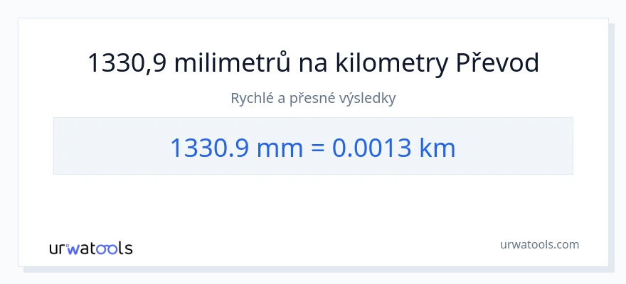 Konverze z milimetry na kilometry: 1330.9