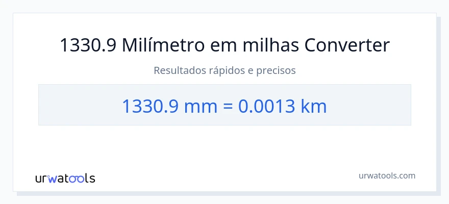 Conversão de 1330.9 milímetros para quilômetros