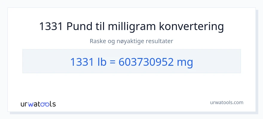 1331 Pund til milligram konvertering
