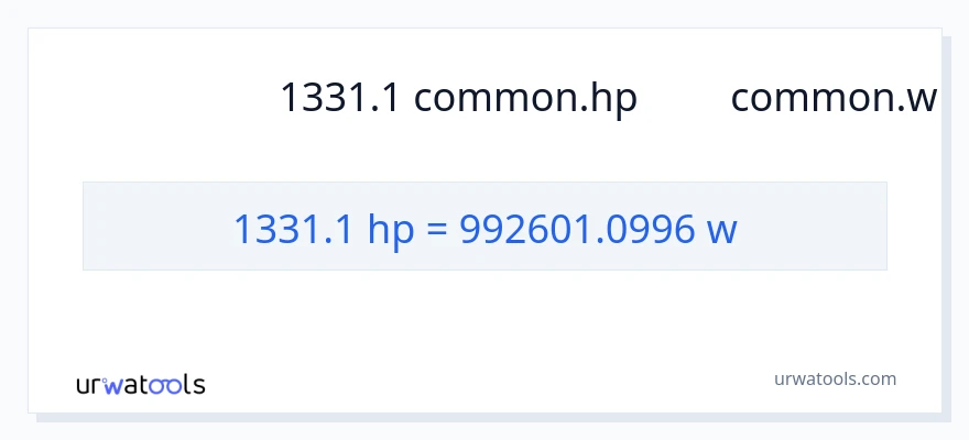 การแปลง 1331.1 แรงม้า เป็น วัตต์