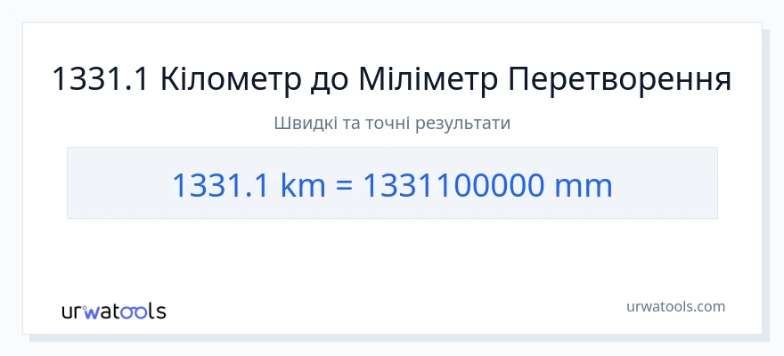 Конверсія з кілометри у міліметри: 1331.1