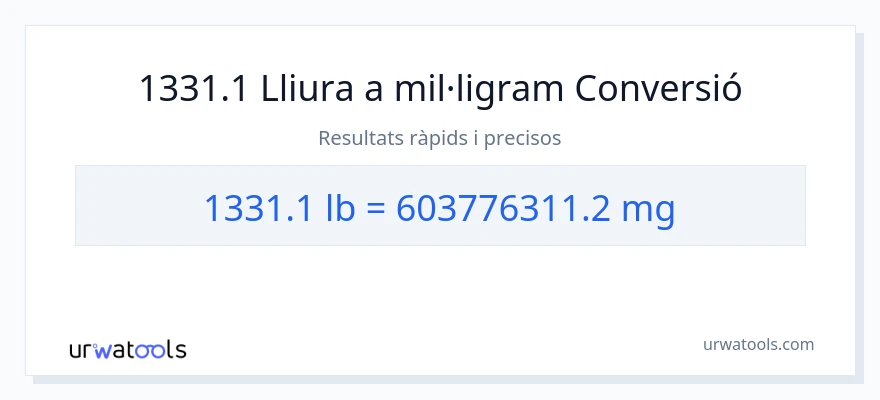 Conversió de 1331.1 lliures a mil·ligrams