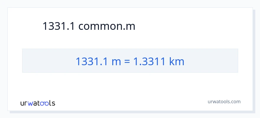 1331.1 মিটার থেকে কিলোমিটার রূপান্তর