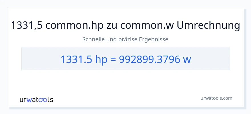 1331.5 PS zu Watt Umwandlung
