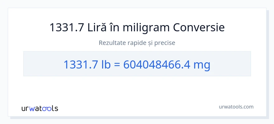 Conversie 1331.7 Lire sterline la miligrame