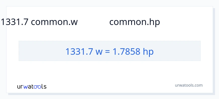 1331.7 వాట్స్ నుండి అశ్వశక్తి కు మార్పిడి