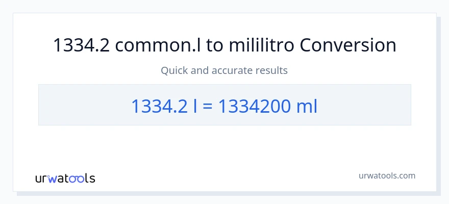 1334.2 Liters patungong mga mililitro na conversion