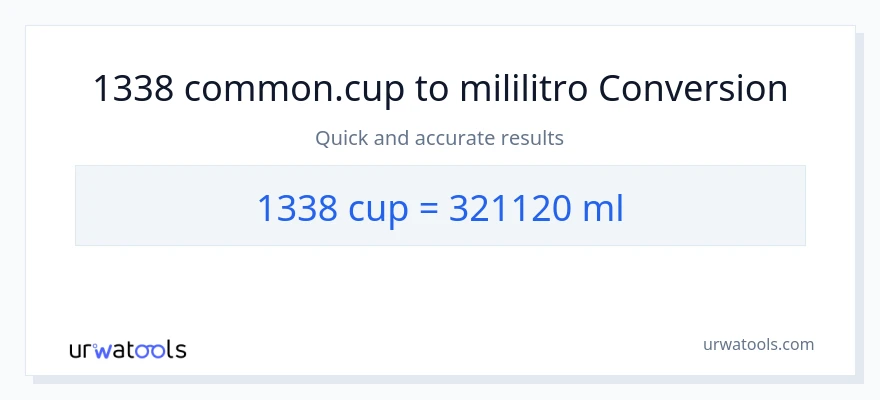 1338 mga tasa patungong mga mililitro na conversion