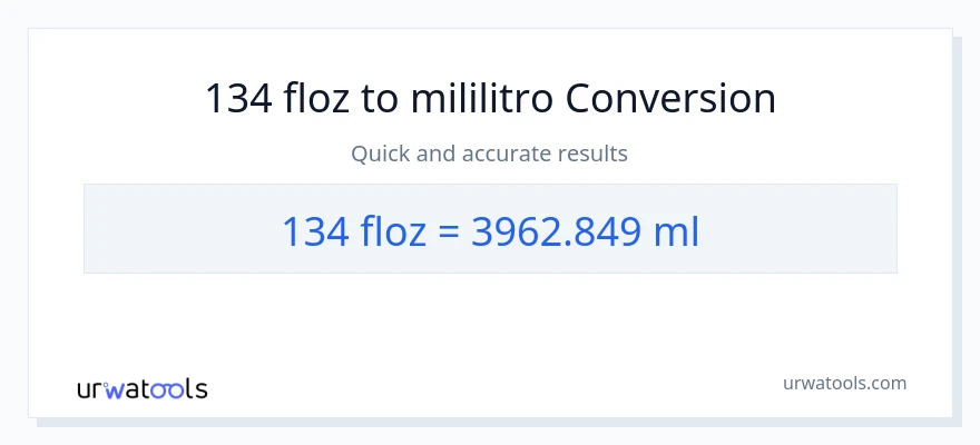 134 mga onsa ng likido patungong mga mililitro na conversion
