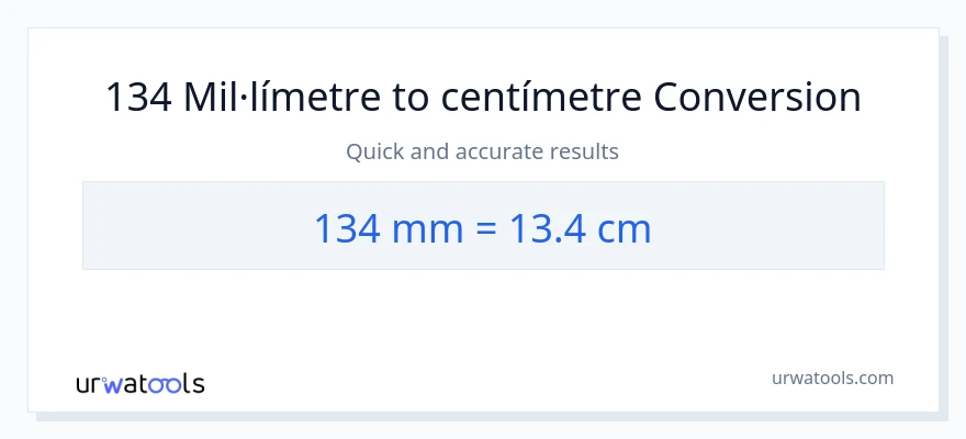 Conversió de 134 mil·límetres a Centímetres
