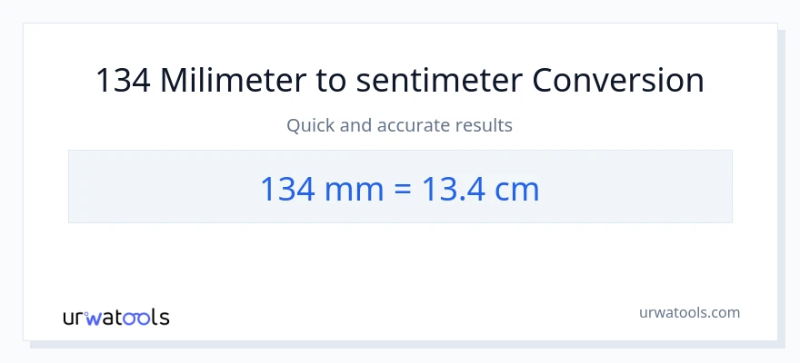 Penukaran 134 milimeter kepada Sentimeter