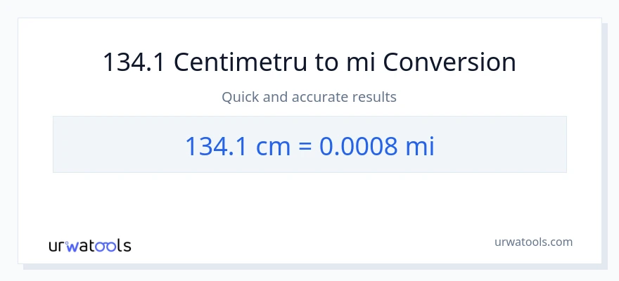 Conversie 134.1 Centimetri la mile