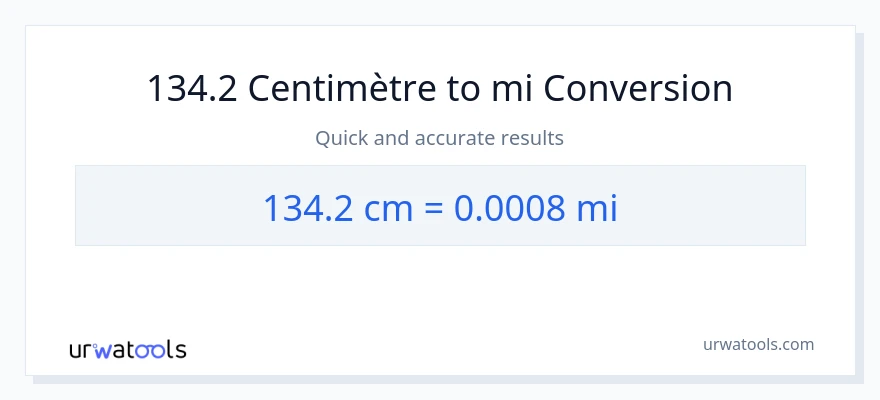 Conversion 134.2 Centimètres vers kilomètres