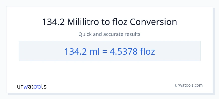 134.2 mga mililitro patungong mga onsa ng likido na conversion