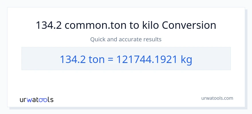 134.2 Tons patungong kilo na conversion