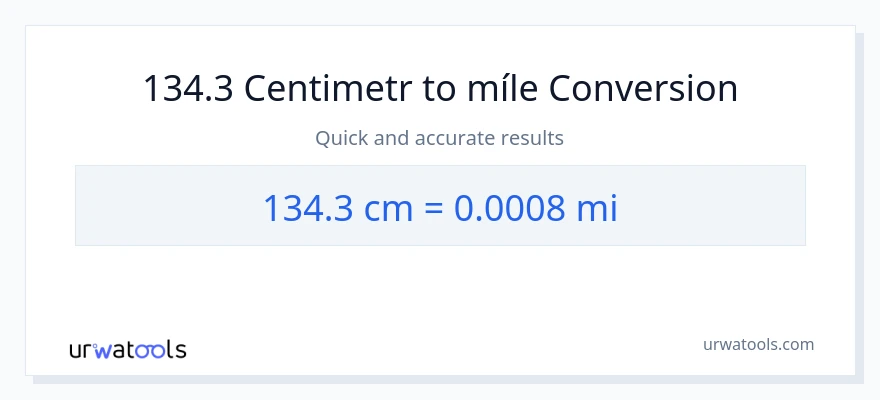 Konverze z Centimetry na míle: 134.3