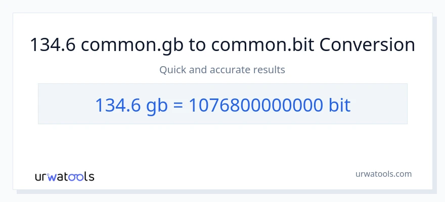 134.6 Gigabytes patungong Bits na conversion