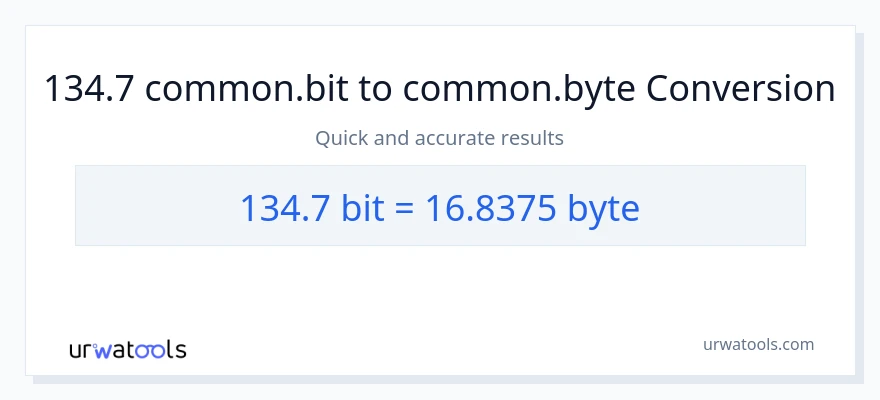 134.7 Bits patungong Bytes na conversion