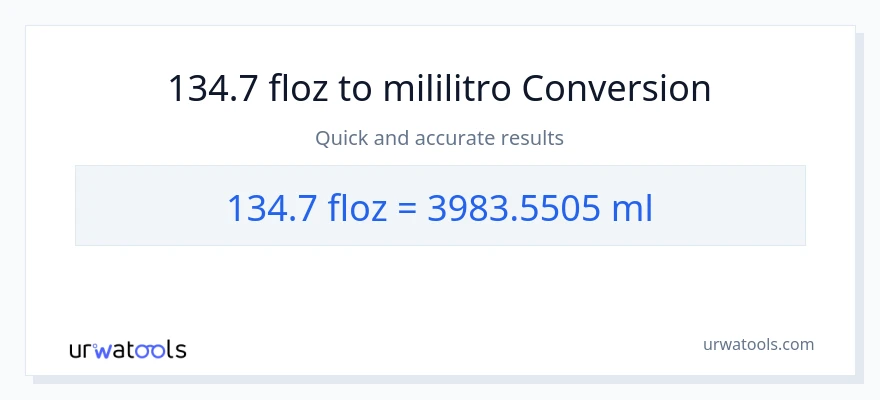 134.7 mga onsa ng likido patungong mga mililitro na conversion