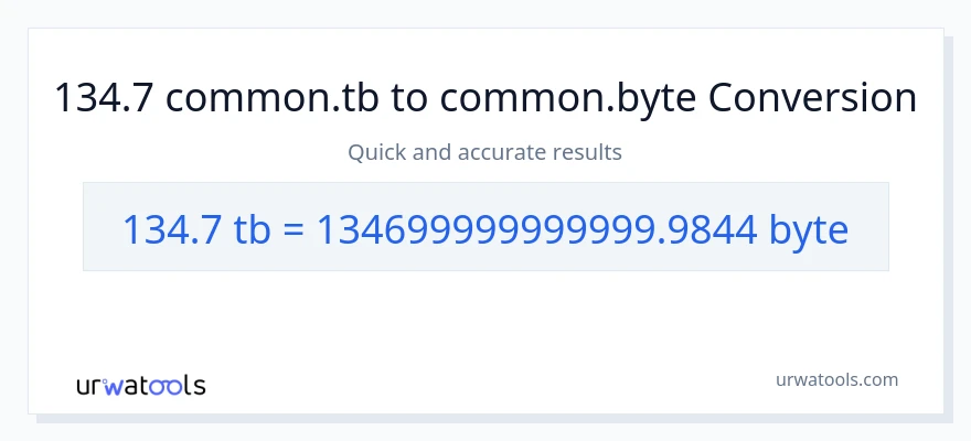 134.7 Terabytes patungong Bytes na conversion