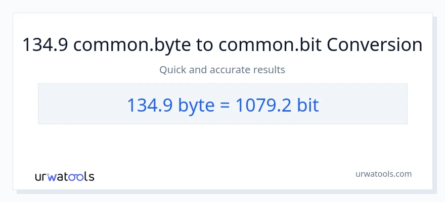 134.9 Bytes patungong Bits na conversion