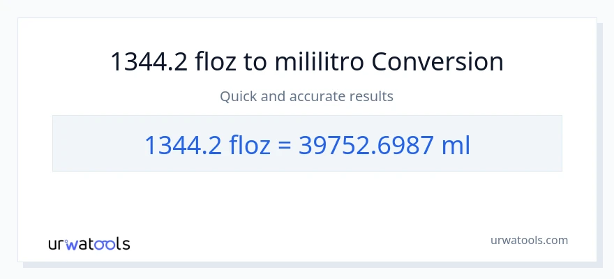 1344.2 mga onsa ng likido patungong mga mililitro na conversion