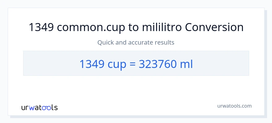 1349 mga tasa patungong mga mililitro na conversion