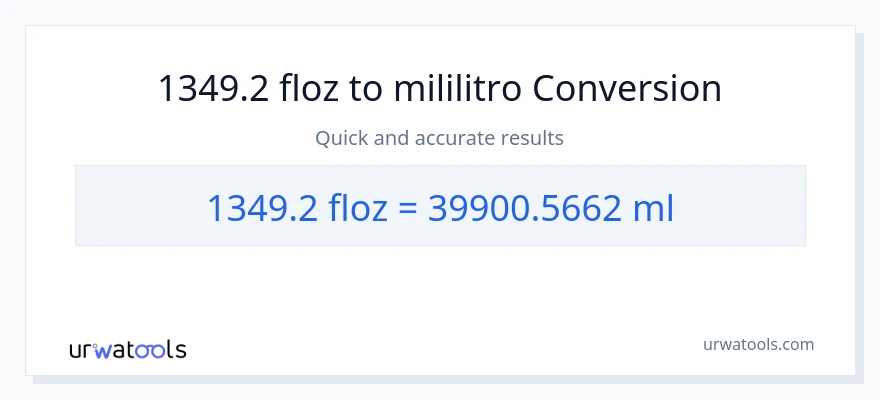 1349.2 mga onsa ng likido patungong mga mililitro na conversion