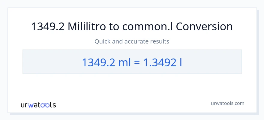 1349.2 mga mililitro patungong Liters na conversion