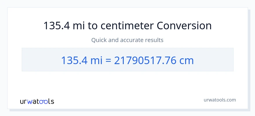 135.4 miles til Centimeter konvertering