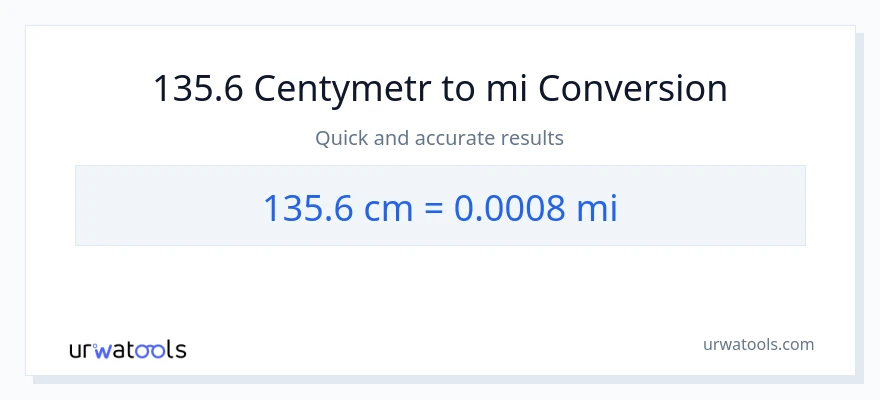 Konwersja 135.6 Centymetry do mile