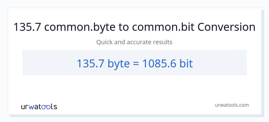 135.7 Bytes patungong Bits na conversion