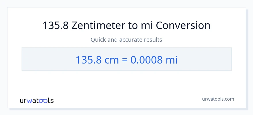 135.8 Zentimeter zu Meilen Umwandlung