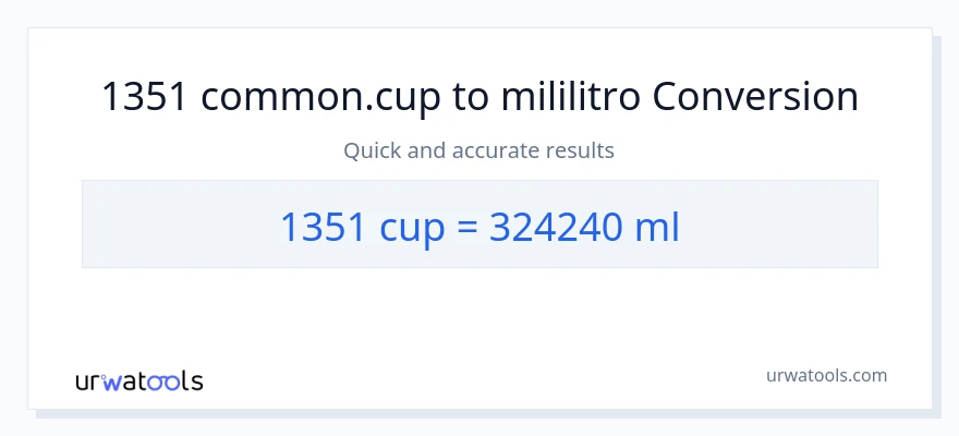 1351 mga tasa patungong mga mililitro na conversion