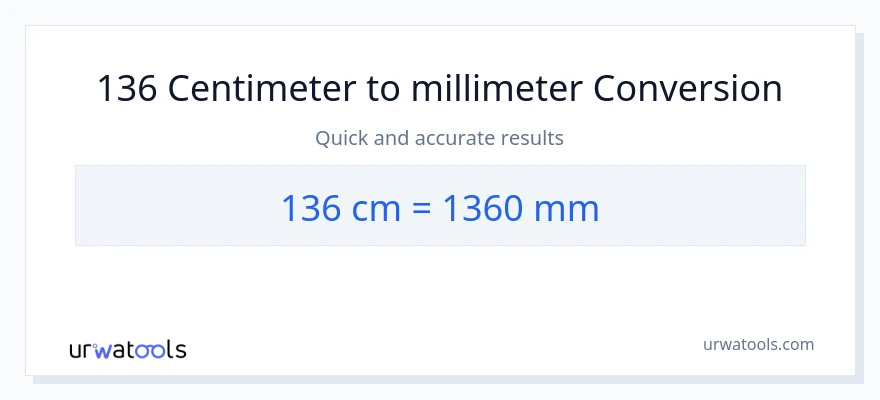 136 Centimeter til millimeter konvertering