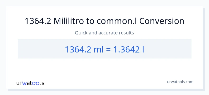 1364.2 mga mililitro patungong Liters na conversion