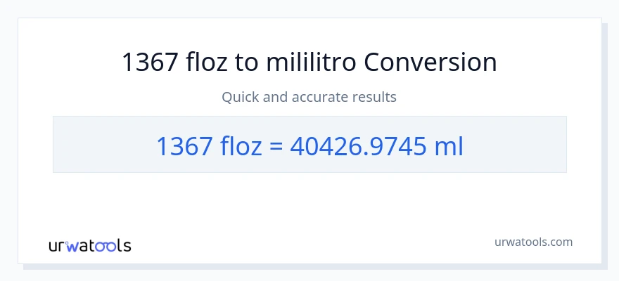 1367 mga onsa ng likido patungong mga mililitro na conversion