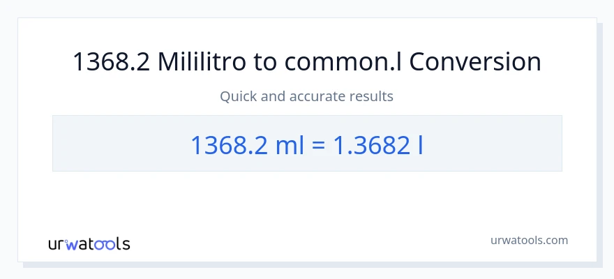 1368.2 mga mililitro patungong Liters na conversion