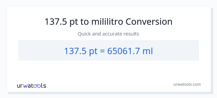 137.5 Pints patungong mga mililitro na conversion