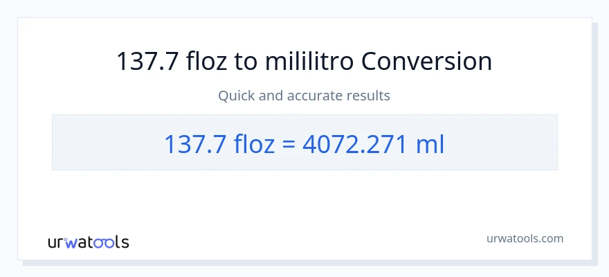 137.7 mga onsa ng likido patungong mga mililitro na conversion