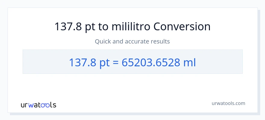 137.8 Pints patungong mga mililitro na conversion