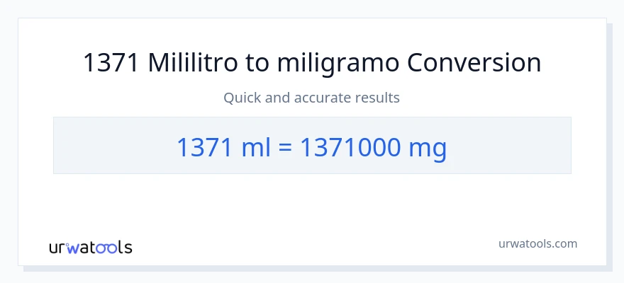 1371 mga mililitro patungong miligramo na conversion