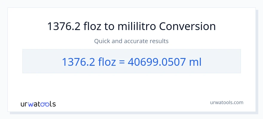 1376.2 mga onsa ng likido patungong mga mililitro na conversion