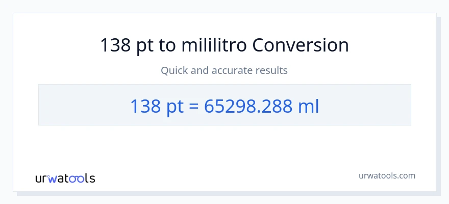 138 Pints patungong mga mililitro na conversion