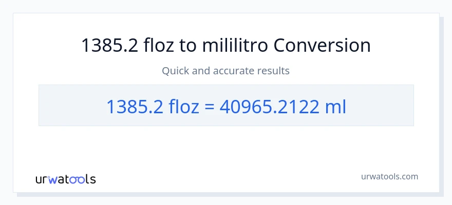 1385.2 mga onsa ng likido patungong mga mililitro na conversion