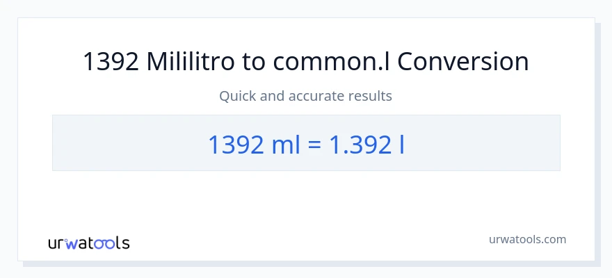 1392 mga mililitro patungong Liters na conversion