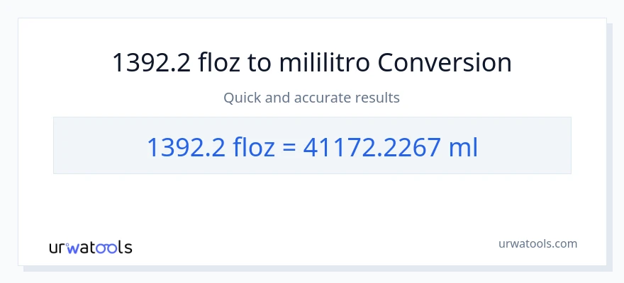 1392.2 mga onsa ng likido patungong mga mililitro na conversion
