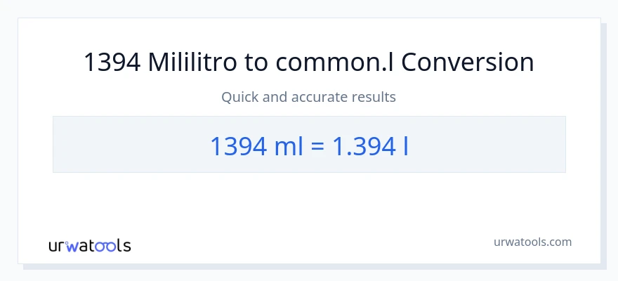 1394 mga mililitro patungong Liters na conversion
