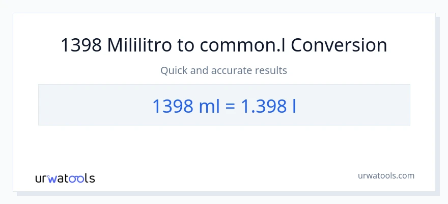 1398 mga mililitro patungong Liters na conversion