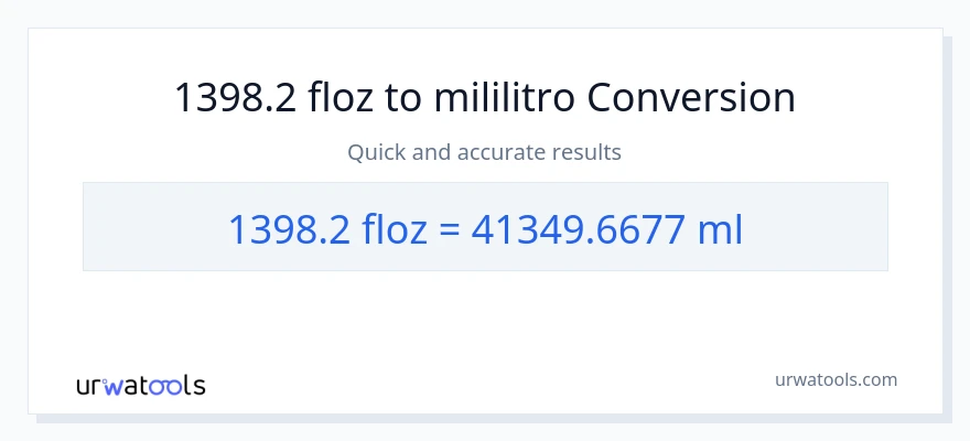 1398.2 mga onsa ng likido patungong mga mililitro na conversion